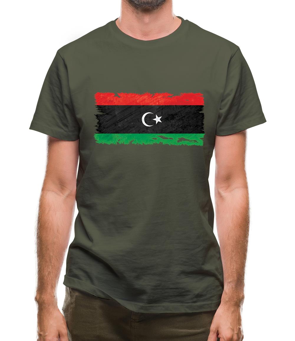 Libya Grunge Style Flag Mens T-Shirt
