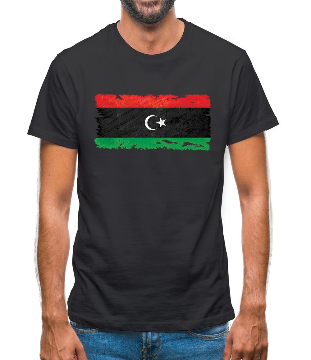 Libya Grunge Style Flag Mens T-Shirt
