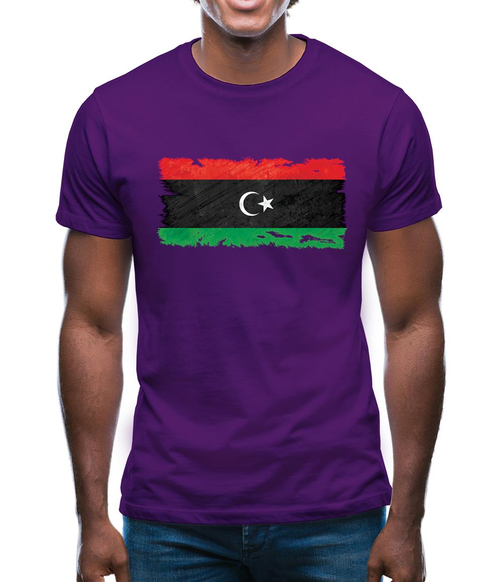 Libya Grunge Style Flag Mens T-Shirt