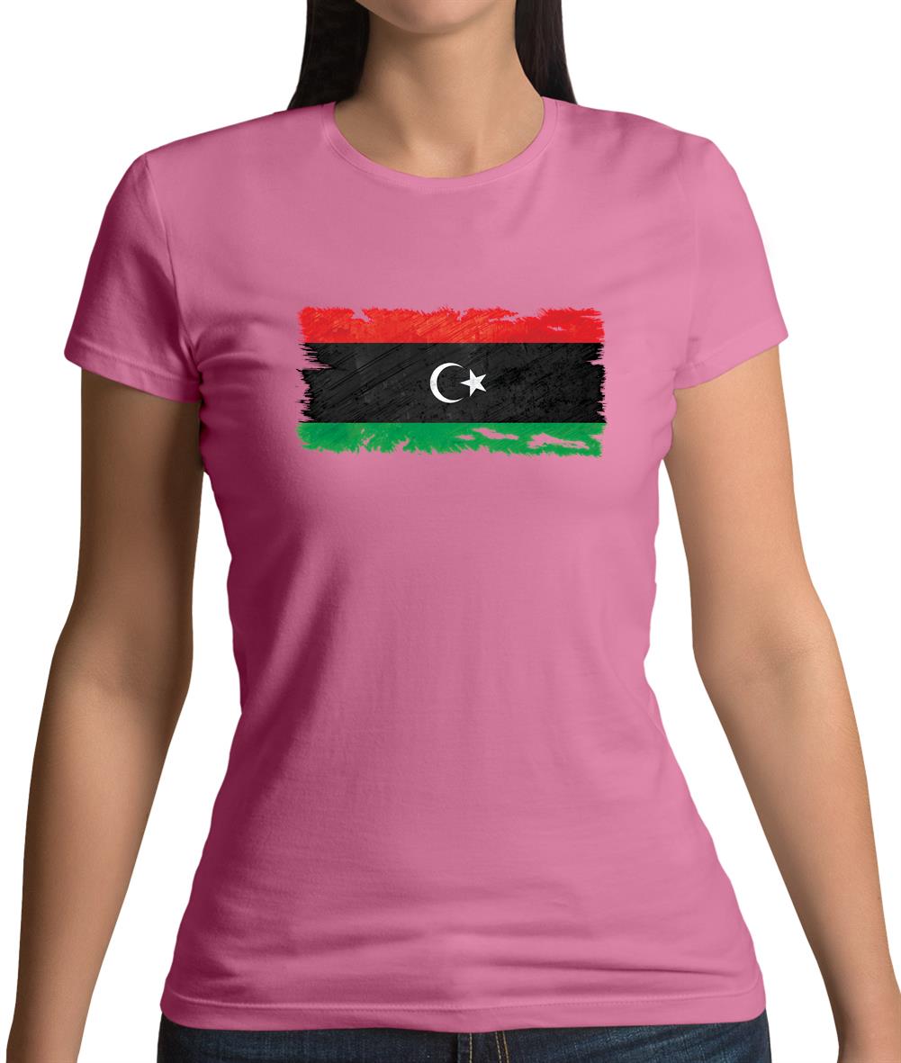 Libya Grunge Style Flag Womens T-Shirt