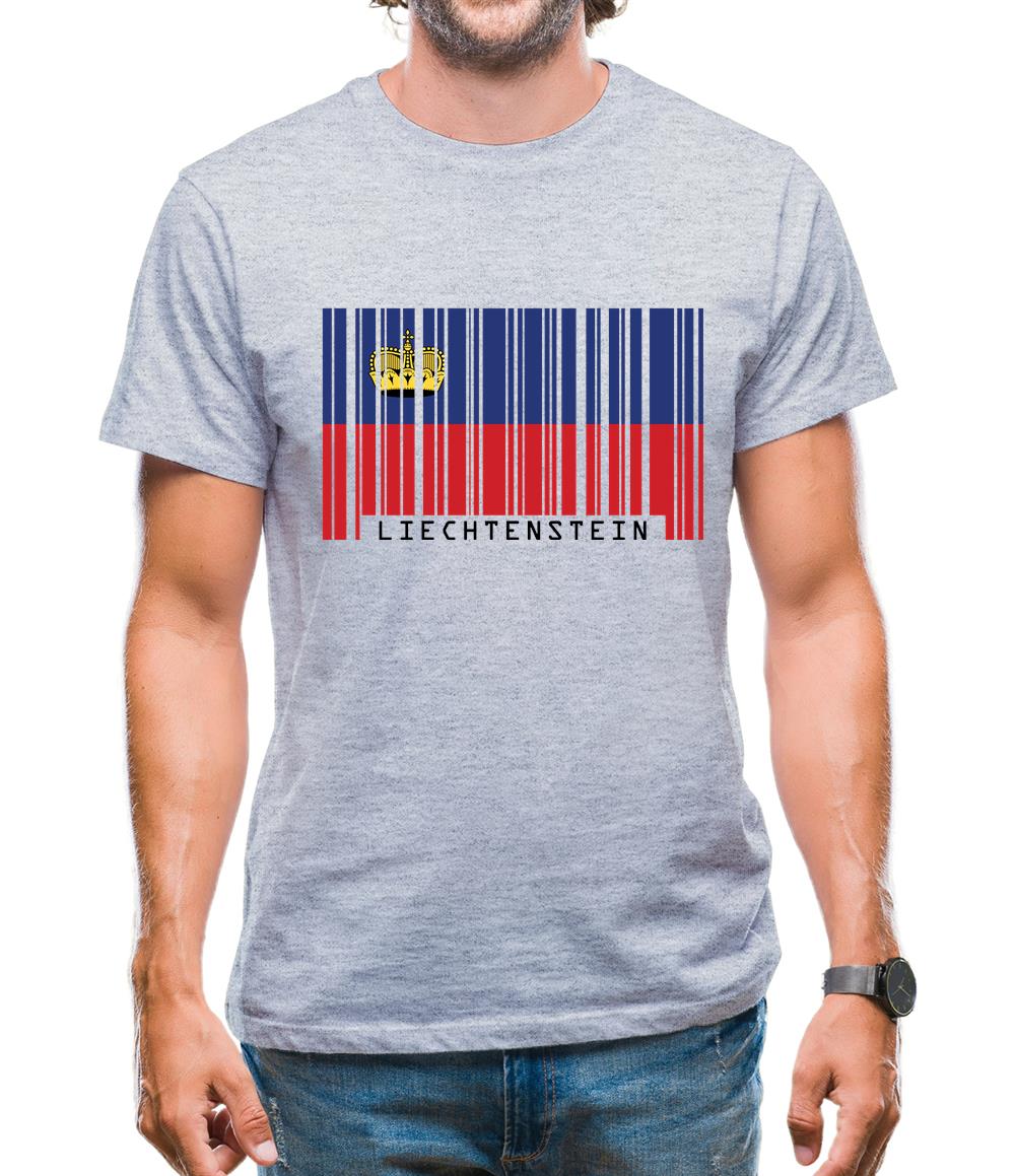 Liechtenstein Barcode Style Flag Mens T-Shirt