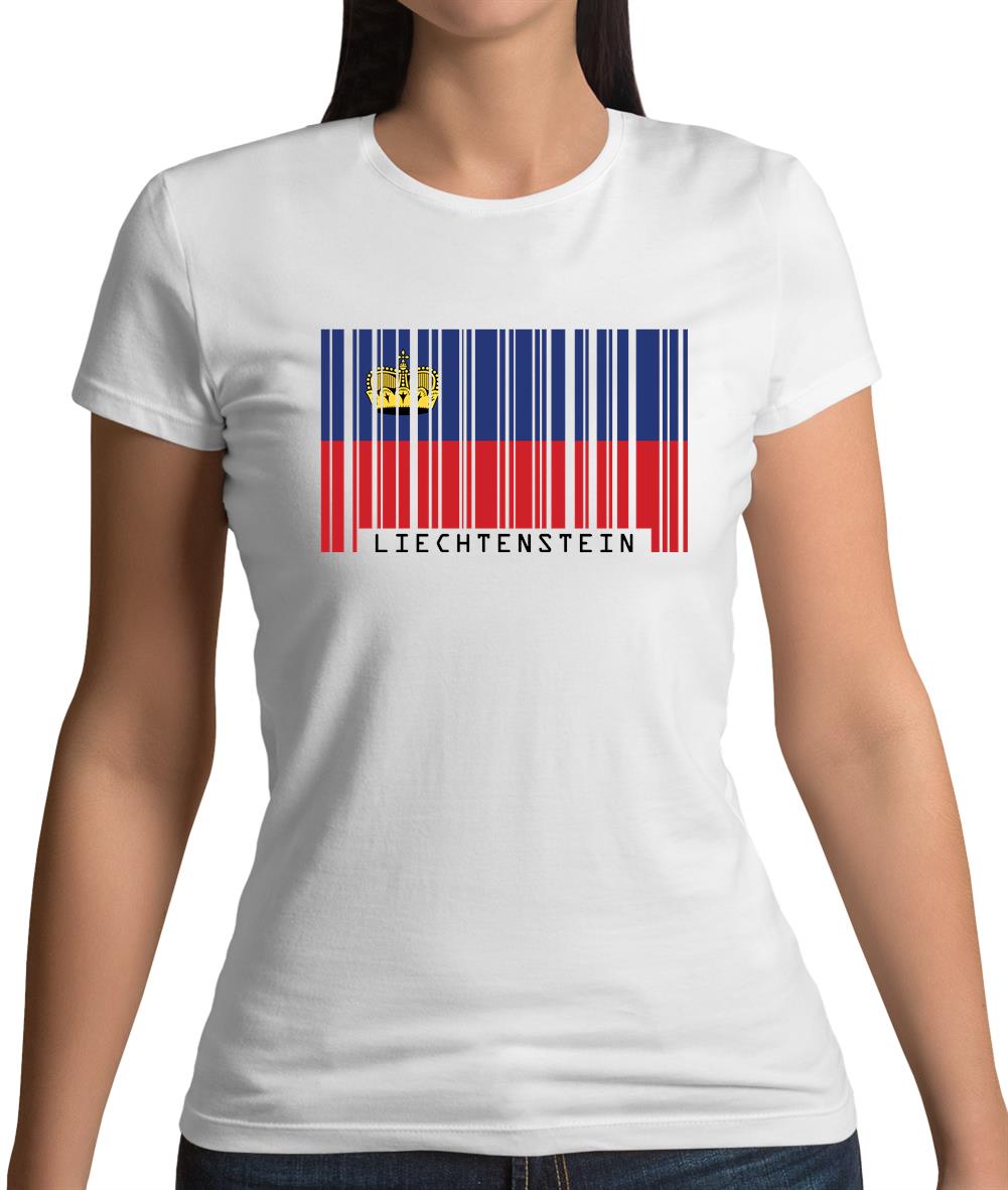 Liechtenstein Barcode Style Flag Womens T-Shirt