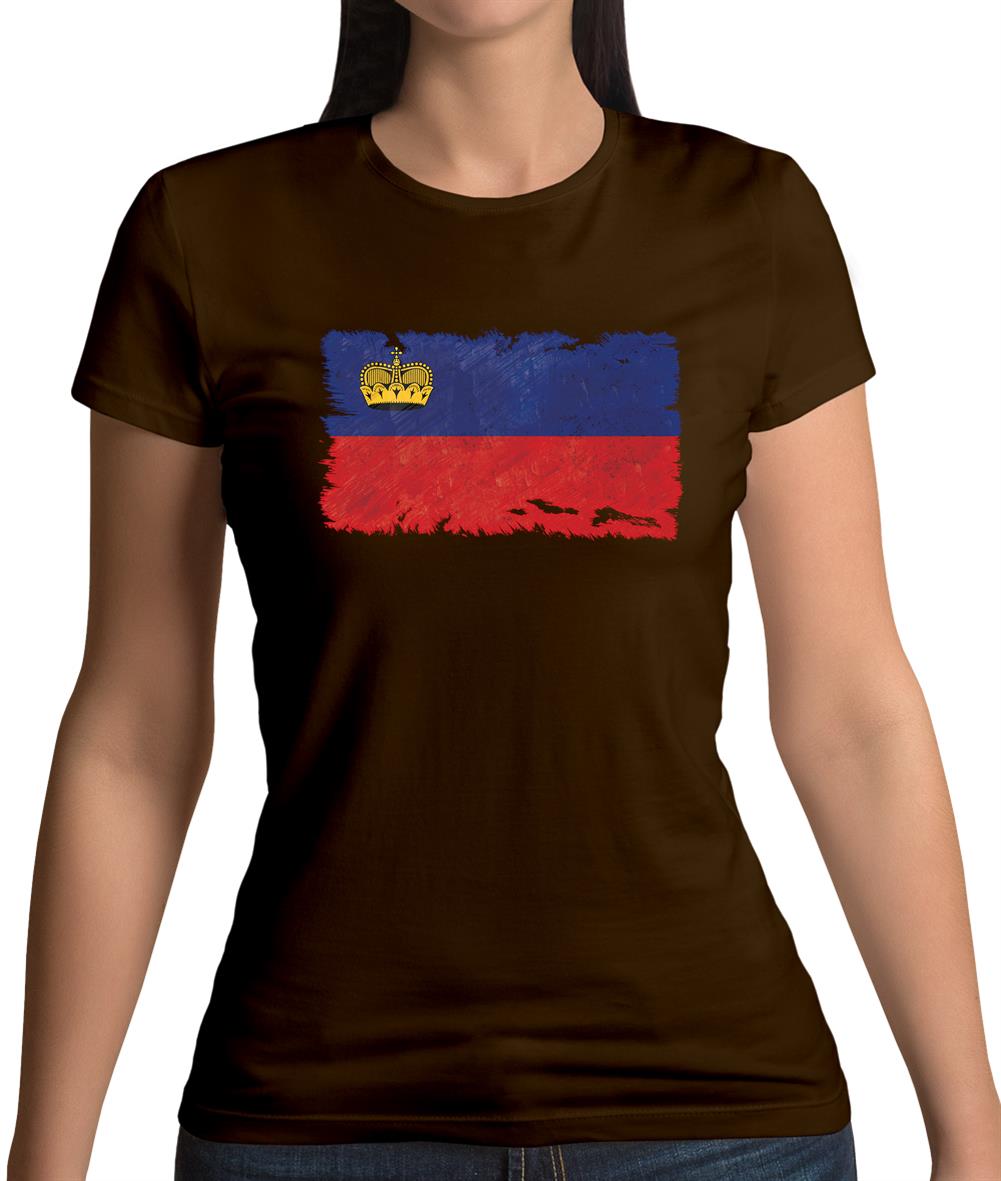 Liechtenstein Grunge Style Flag Womens T-Shirt