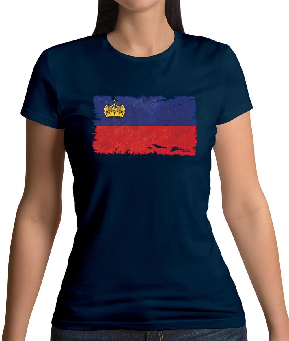 Liechtenstein Grunge Style Flag Womens T-Shirt