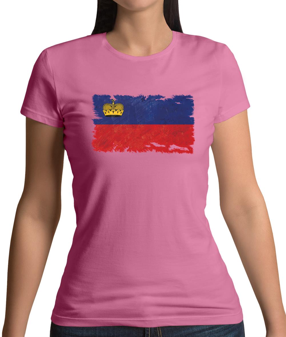 Liechtenstein Grunge Style Flag Womens T-Shirt