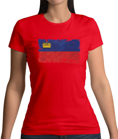Liechtenstein Grunge Style Flag Womens T-Shirt