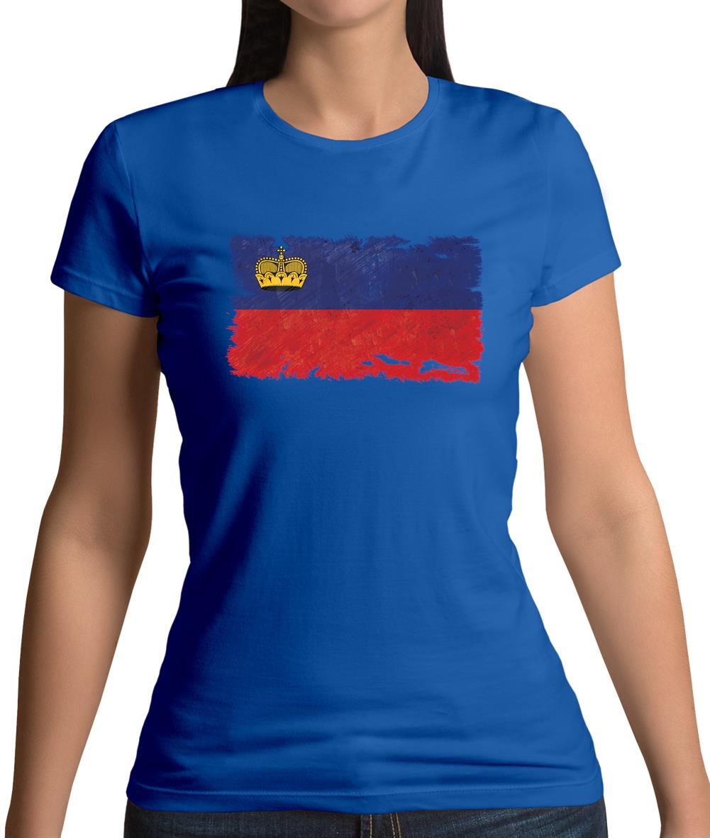 Liechtenstein Grunge Style Flag Womens T-Shirt