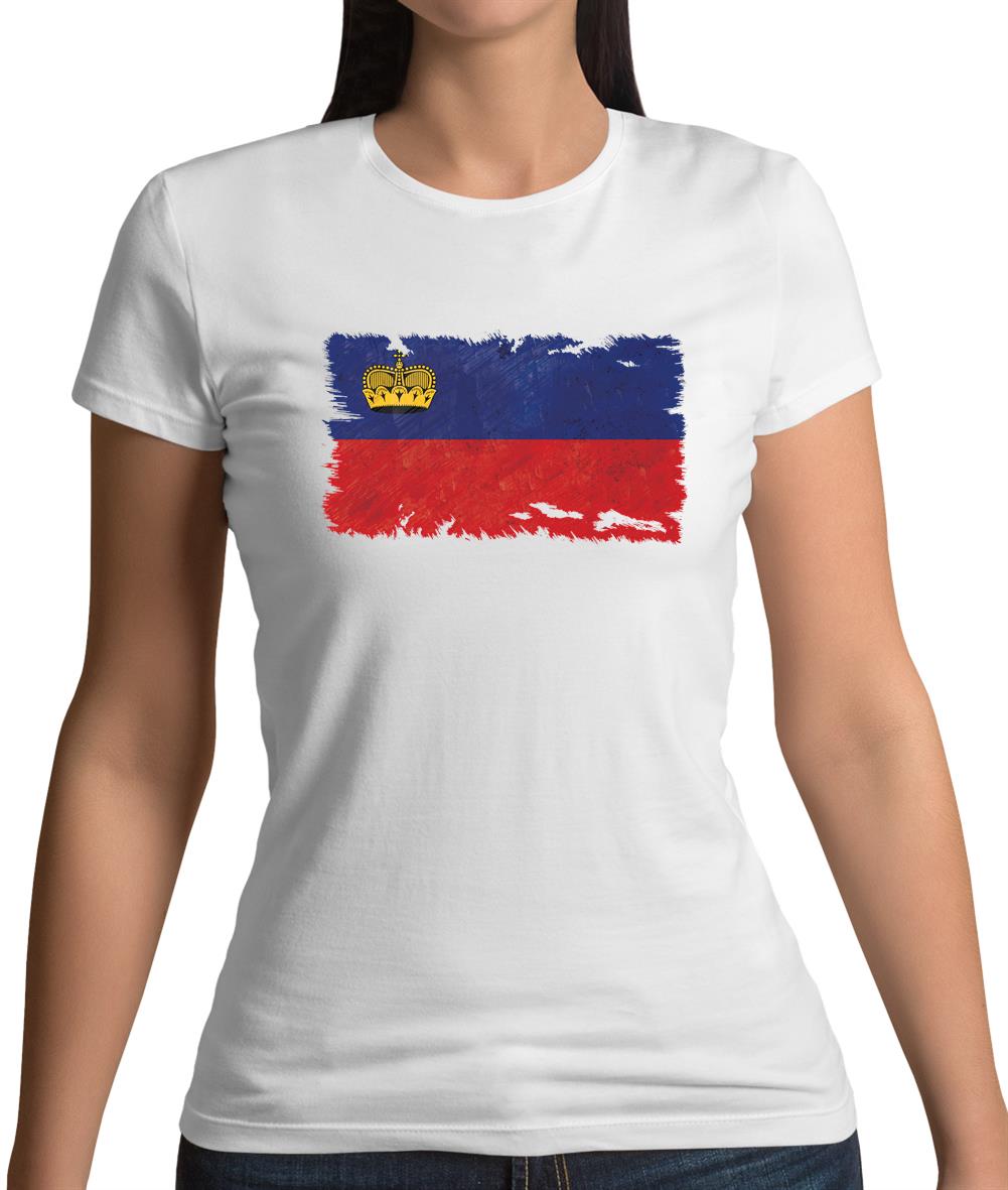 Liechtenstein Grunge Style Flag Womens T-Shirt
