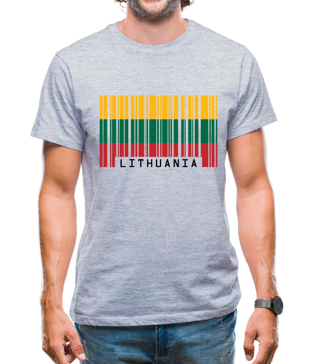 Lithuania Barcode Style Flag Mens T-Shirt