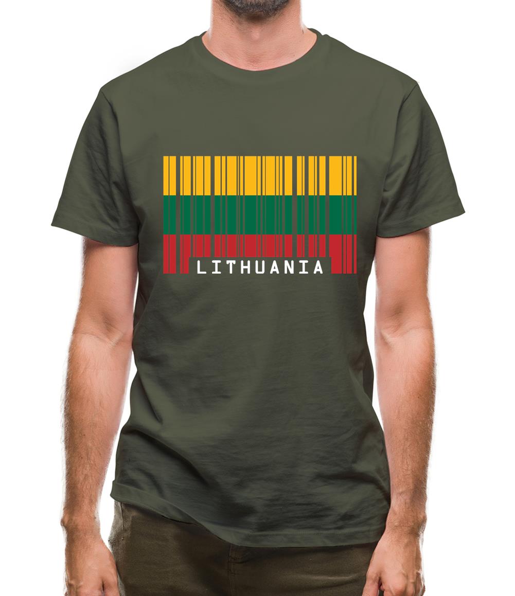 Lithuania Barcode Style Flag Mens T-Shirt