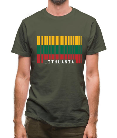 Lithuania Barcode Style Flag Mens T-Shirt