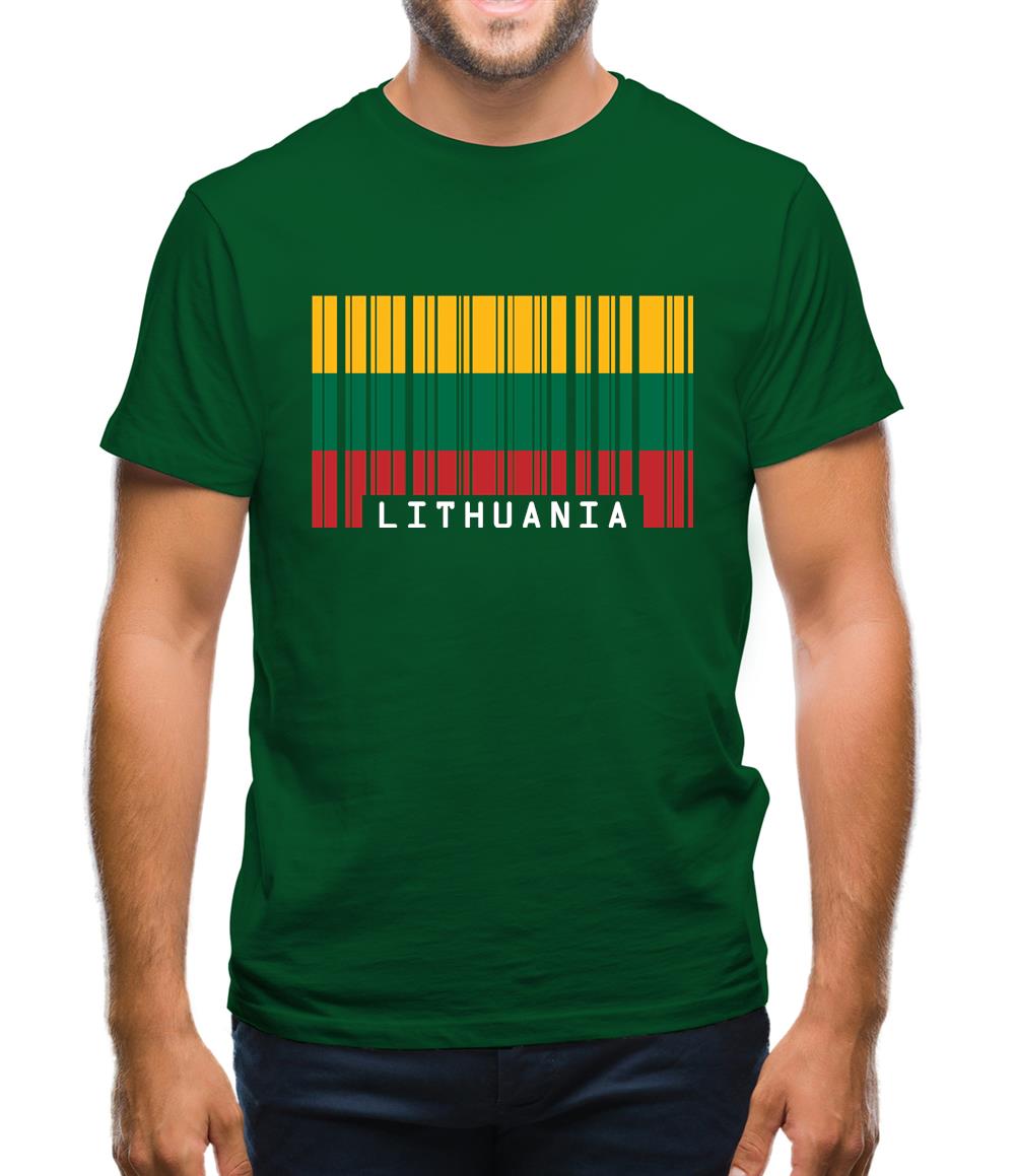 Lithuania Barcode Style Flag Mens T-Shirt