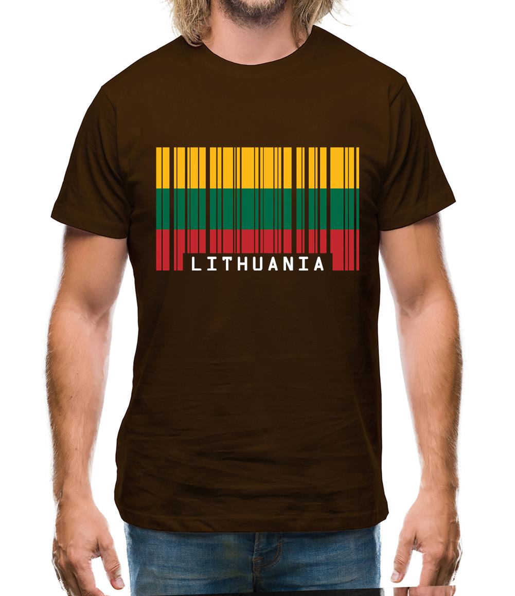 Lithuania Barcode Style Flag Mens T-Shirt