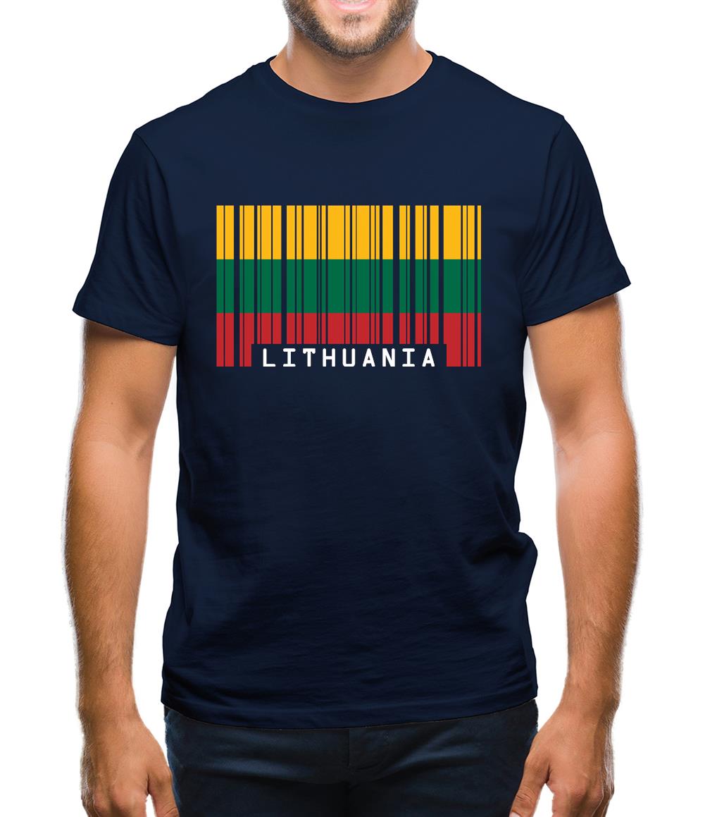 Lithuania Barcode Style Flag Mens T-Shirt