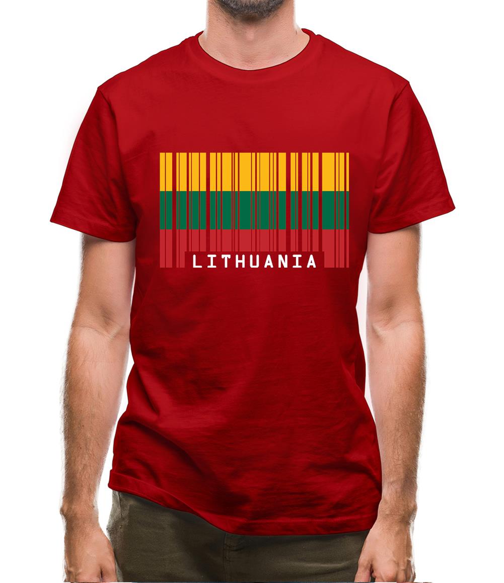 Lithuania Barcode Style Flag Mens T-Shirt