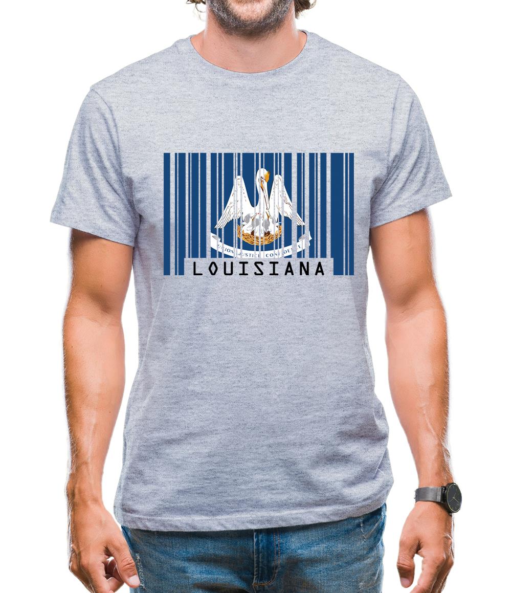 Louisiana Barcode Style Flag Mens T-Shirt