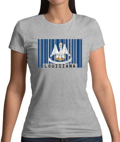 Louisiana Barcode Style Flag Womens T-Shirt