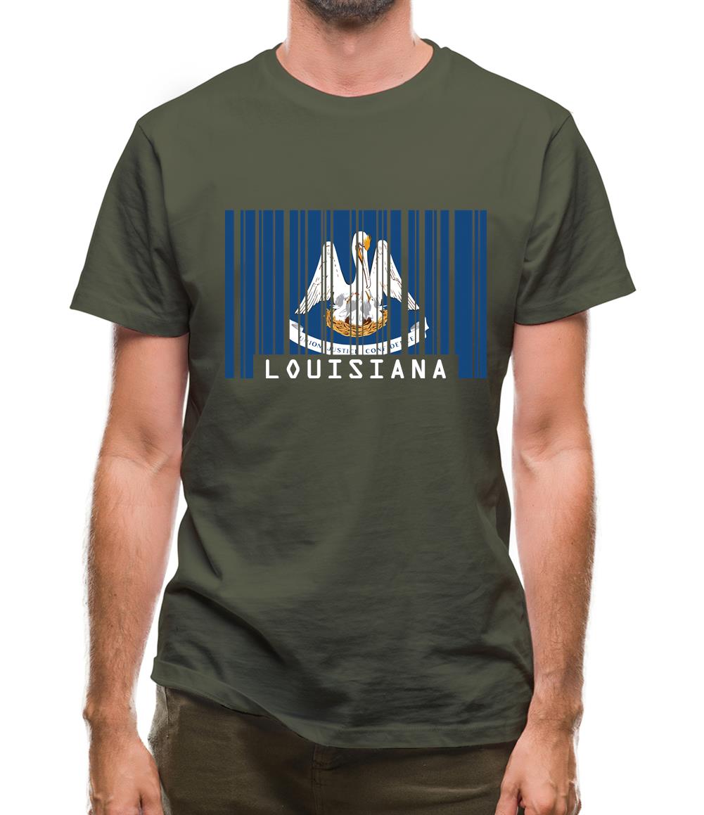 Louisiana Barcode Style Flag Mens T-Shirt