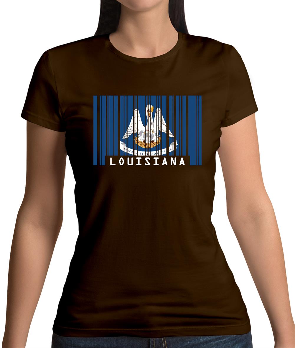 Louisiana Barcode Style Flag Womens T-Shirt