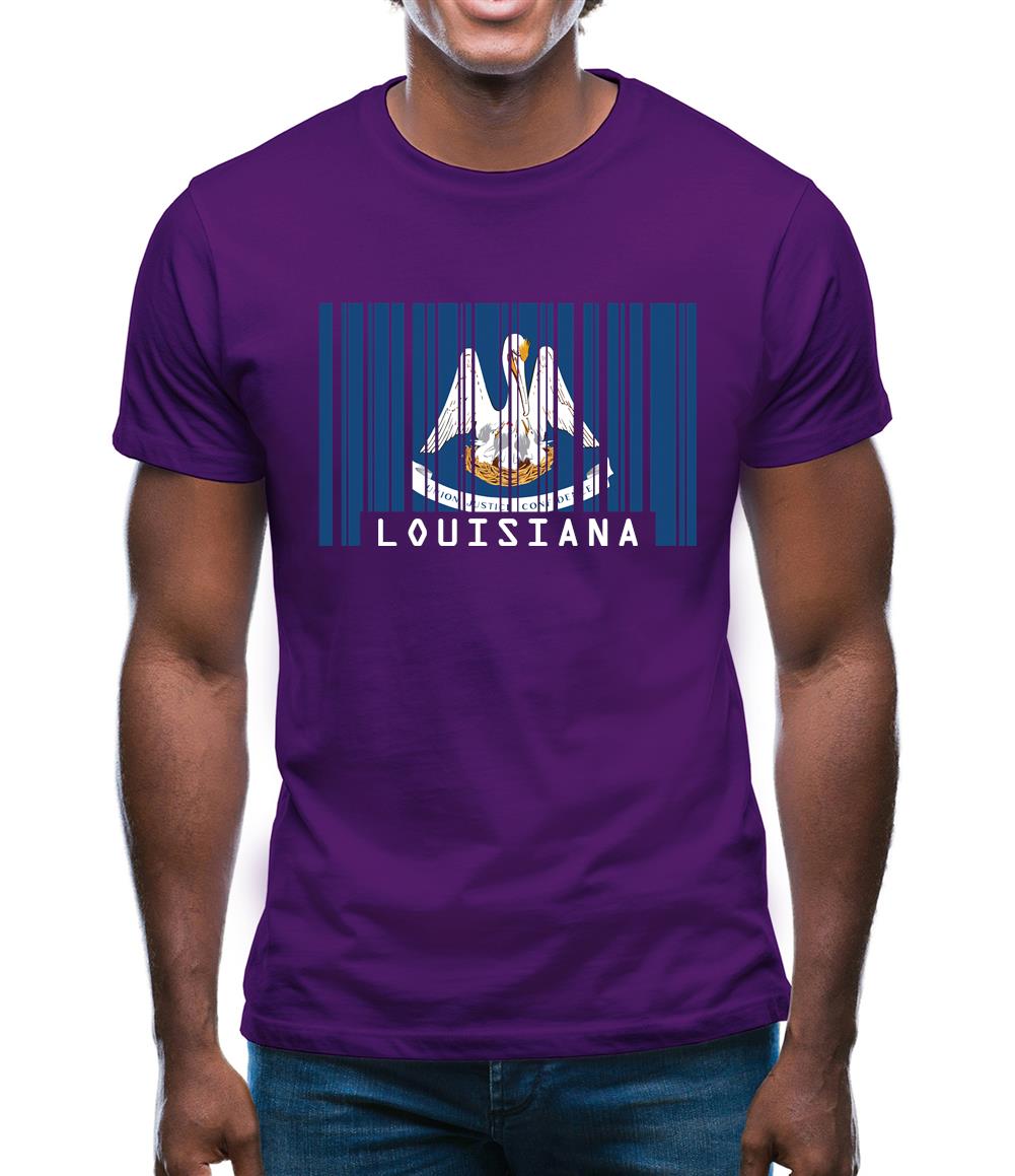 Louisiana Barcode Style Flag Mens T-Shirt