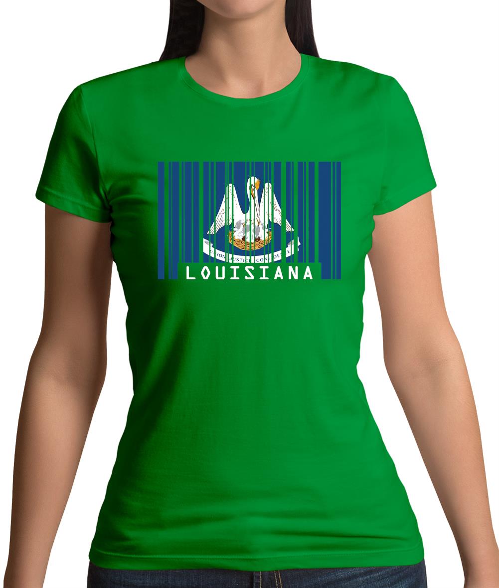 Louisiana Barcode Style Flag Womens T-Shirt