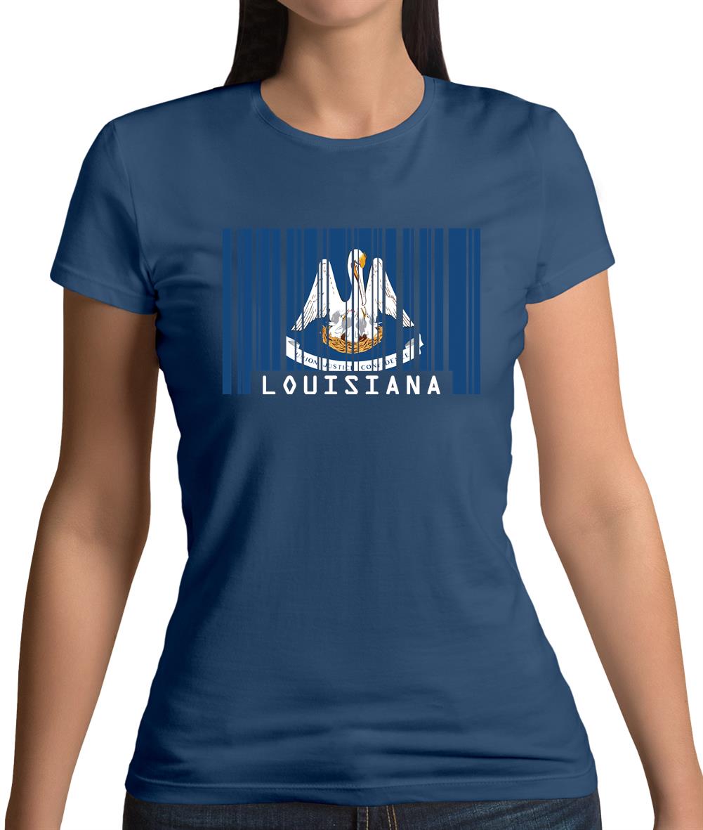Louisiana Barcode Style Flag Womens T-Shirt