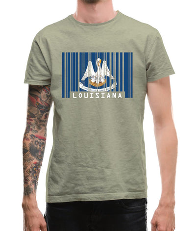 Louisiana Barcode Style Flag Mens T-Shirt