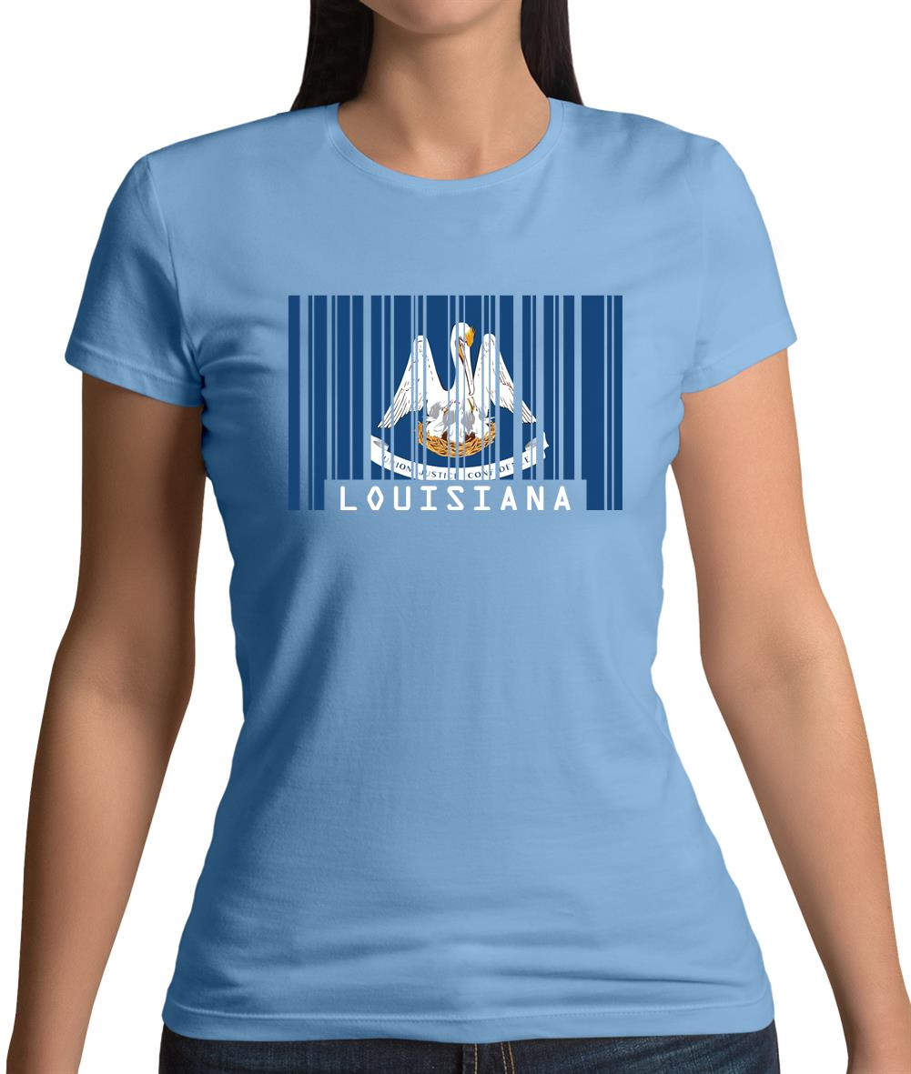 Louisiana Barcode Style Flag Womens T-Shirt