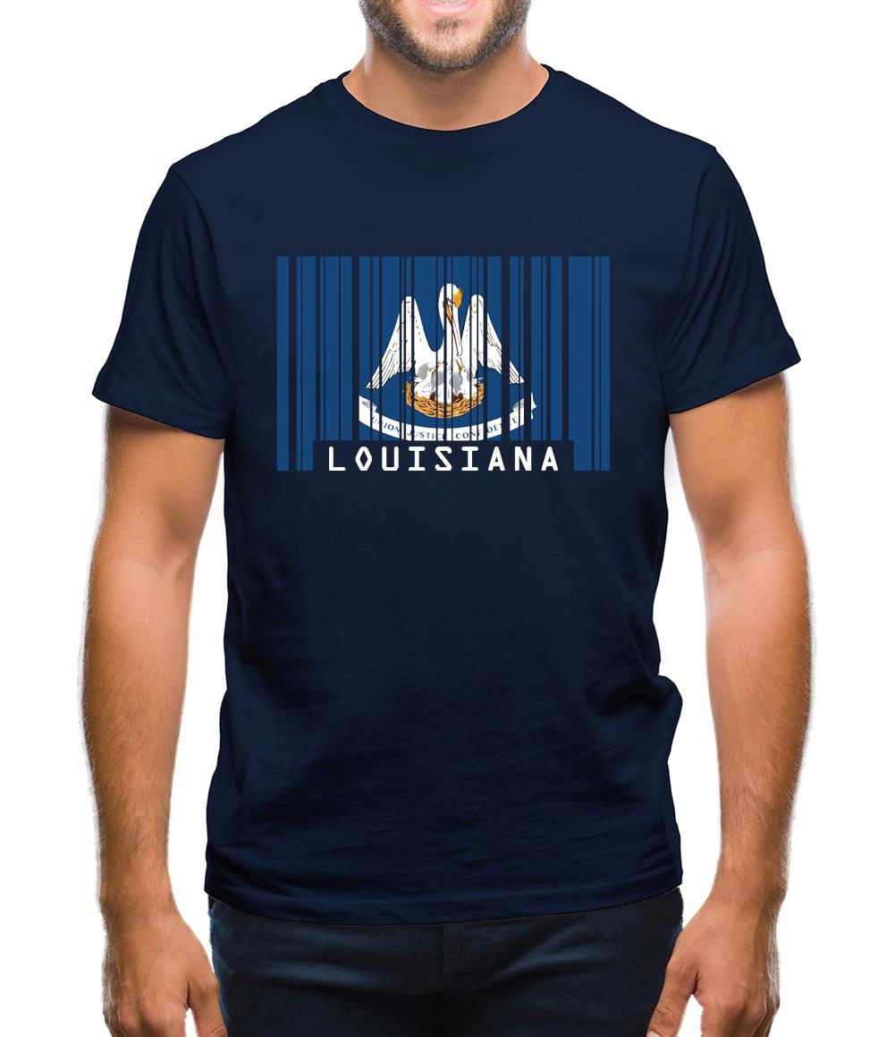 Louisiana Barcode Style Flag Mens T-Shirt