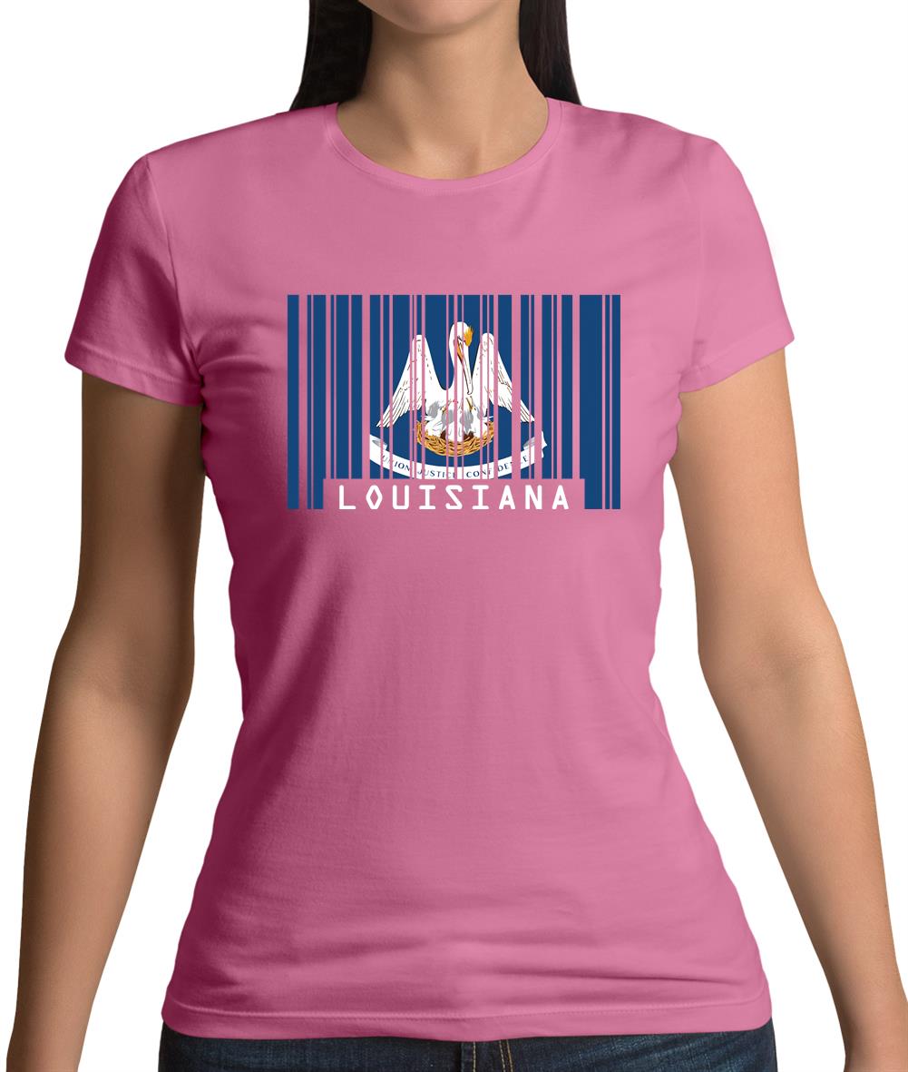 Louisiana Barcode Style Flag Womens T-Shirt
