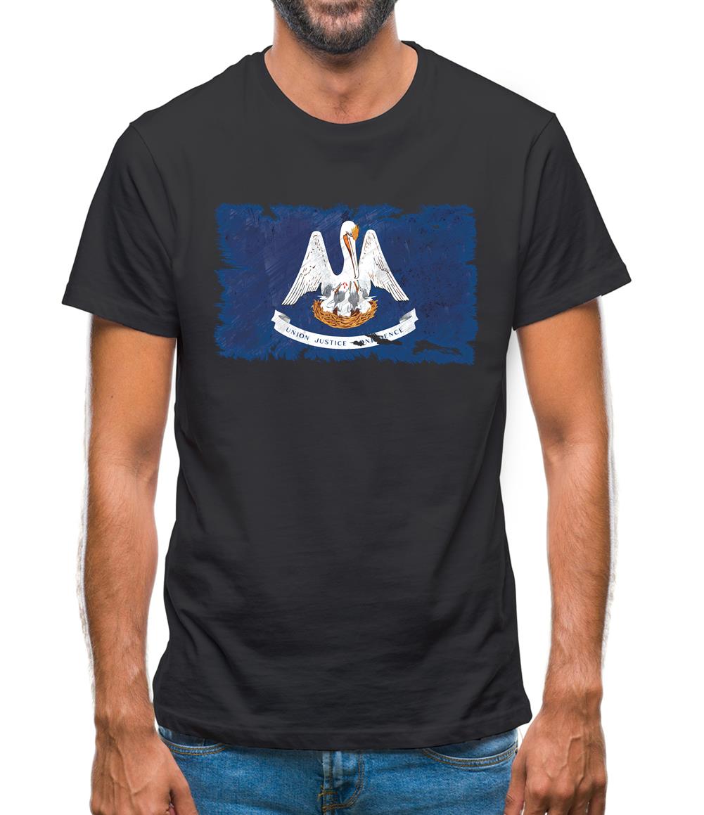 Louisiana Grunge Style Flag Mens T-Shirt