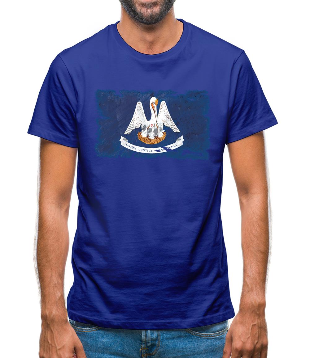 Louisiana Grunge Style Flag Mens T-Shirt