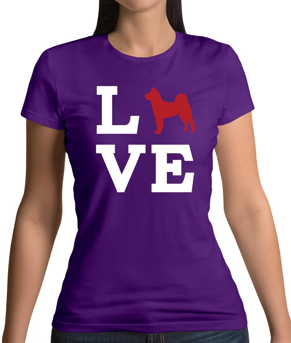 Love Akita Dog Silhouette Womens T-Shirt