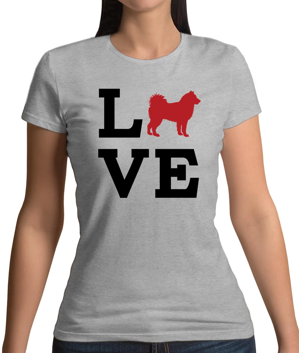 Love Alaskan Malamute Dog Silhouette Womens T-Shirt