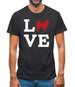 Love Alaskan Malamute Dog Silhouette Mens T-Shirt