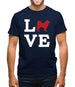 Love Alaskan Malamute Dog Silhouette Mens T-Shirt