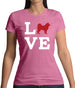 Love Alaskan Malamute Dog Silhouette Womens T-Shirt