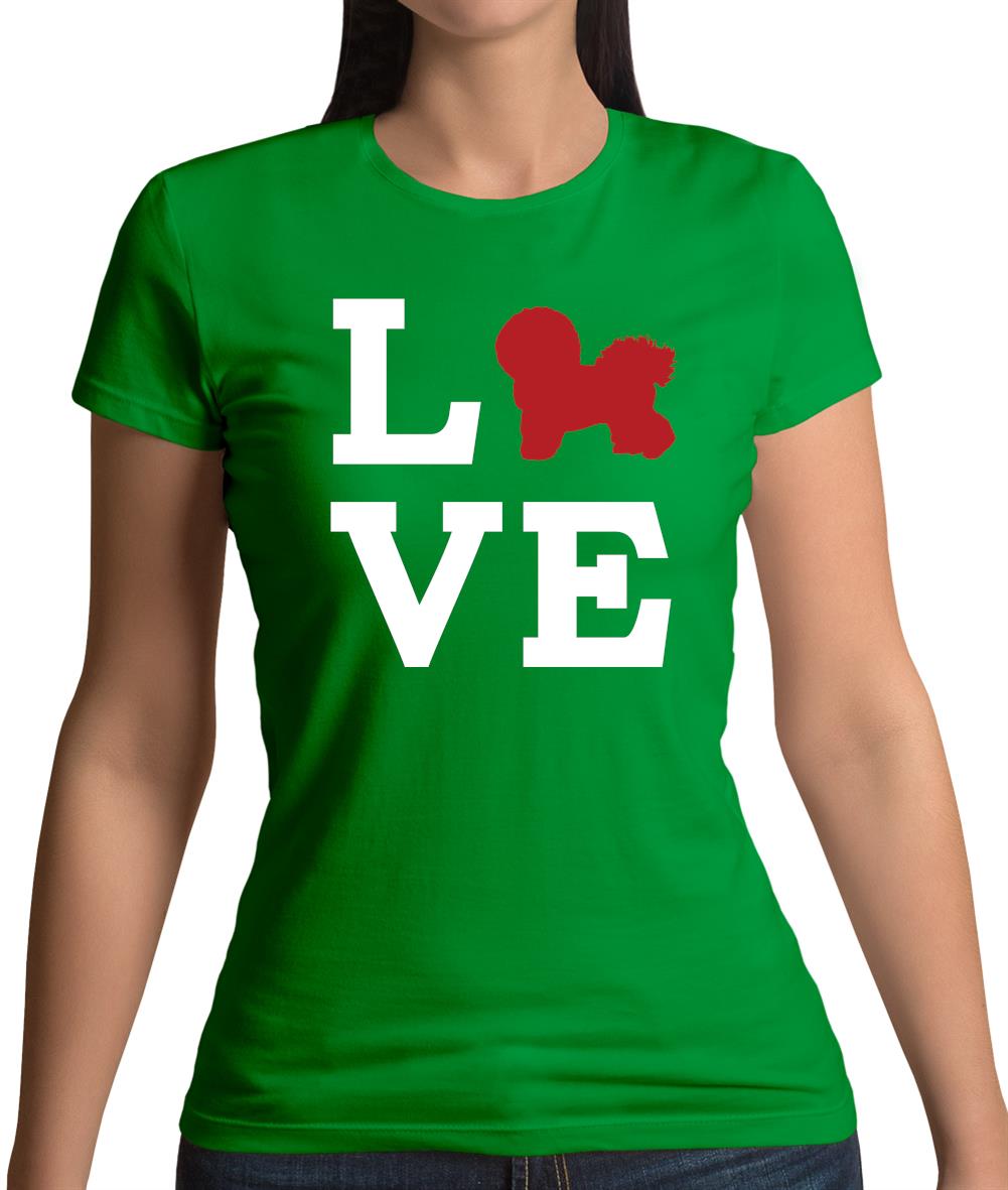 Love Bichons Frise Dog Silhouette Womens T-Shirt