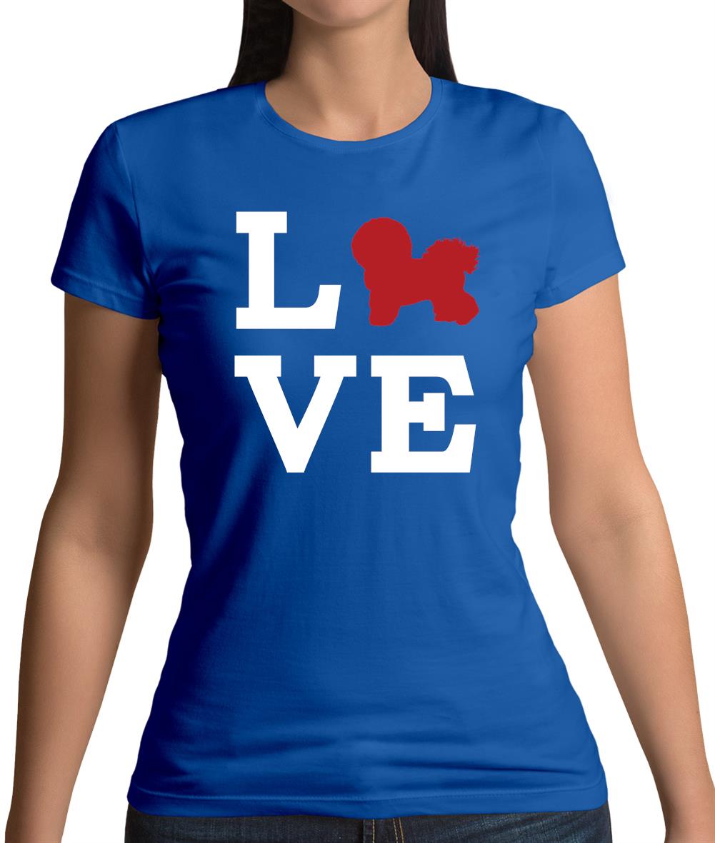 Love Bichons Frise Dog Silhouette Womens T-Shirt