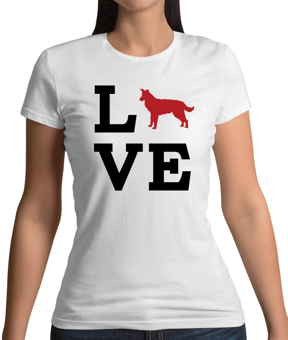 Love Border Collie Dog Silhouette Womens T-Shirt