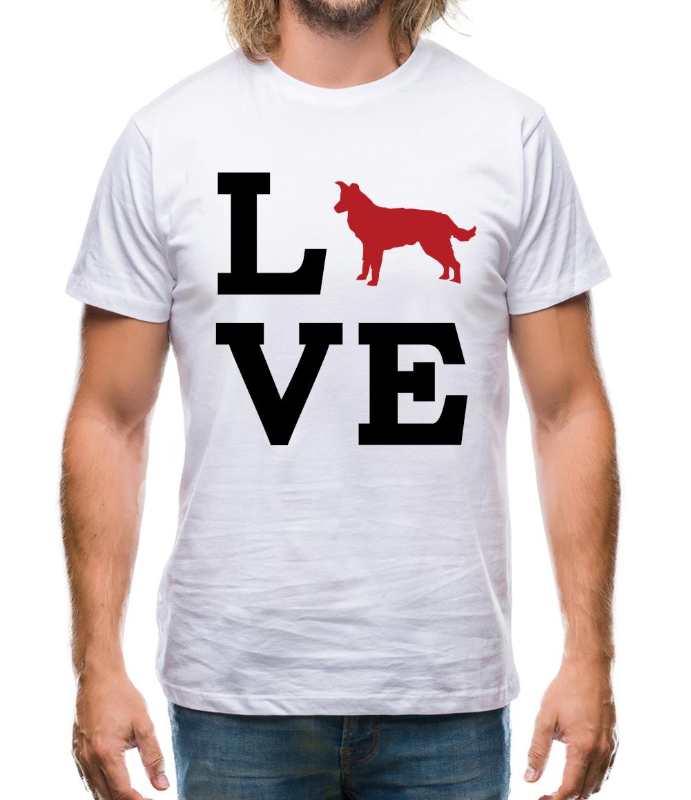 Love Border Collie Dog Silhouette Mens T Shirt Tee.sh