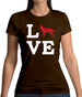 Love Border Collie Dog Silhouette Womens T-Shirt