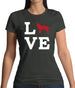 Love Border Collie Dog Silhouette Womens T-Shirt