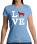 Love Border Collie Dog Silhouette Womens T-Shirt