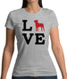 Love Boston Terrier Dog Silhouette Womens T-Shirt