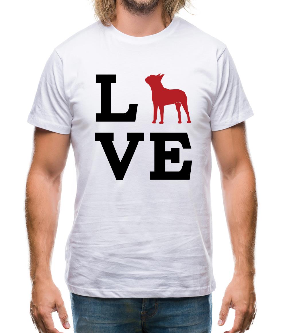 Love Boston Terrier Dog Silhouette Mens T-Shirt