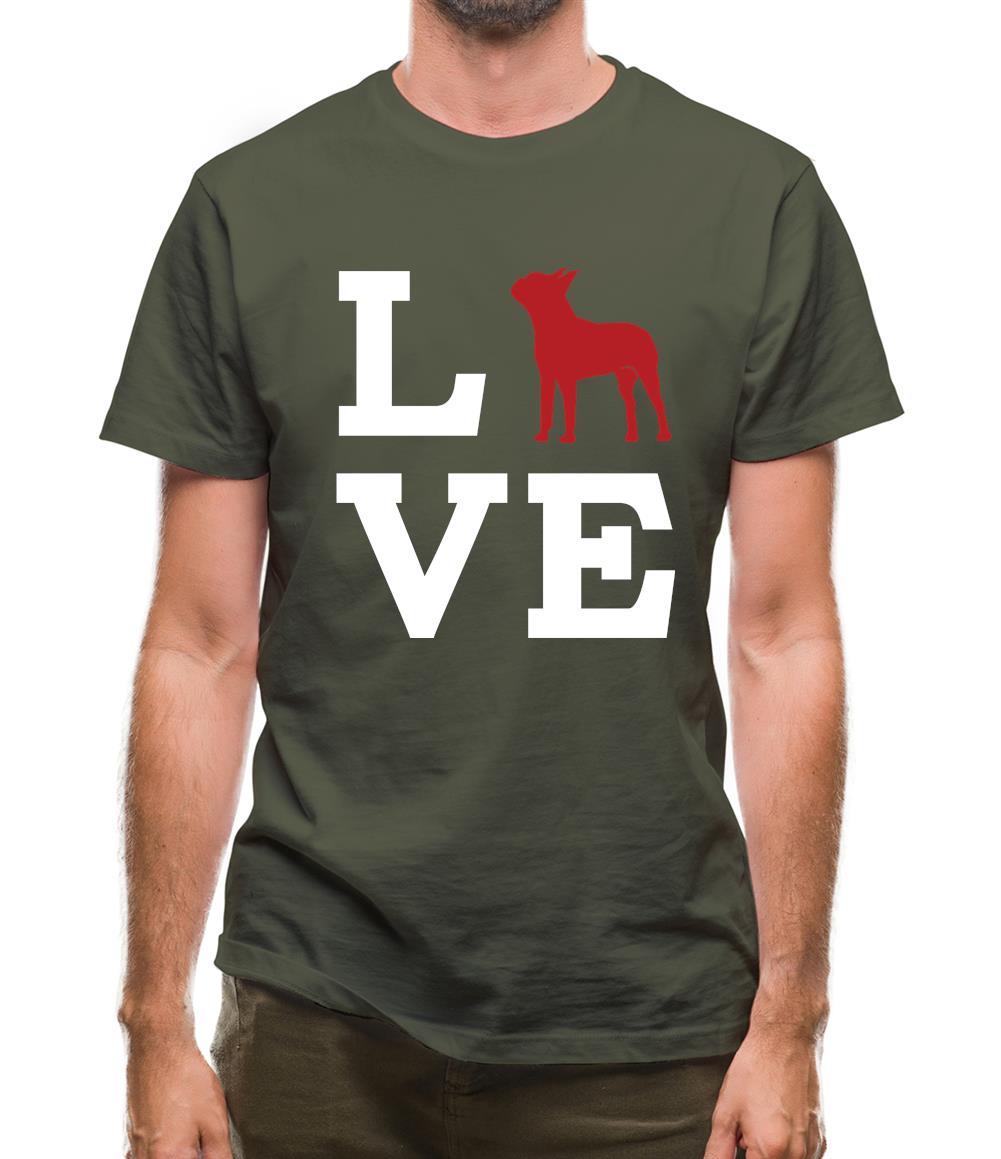 Love Boston Terrier Dog Silhouette Mens T-Shirt