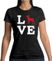 Love Boston Terrier Dog Silhouette Womens T-Shirt