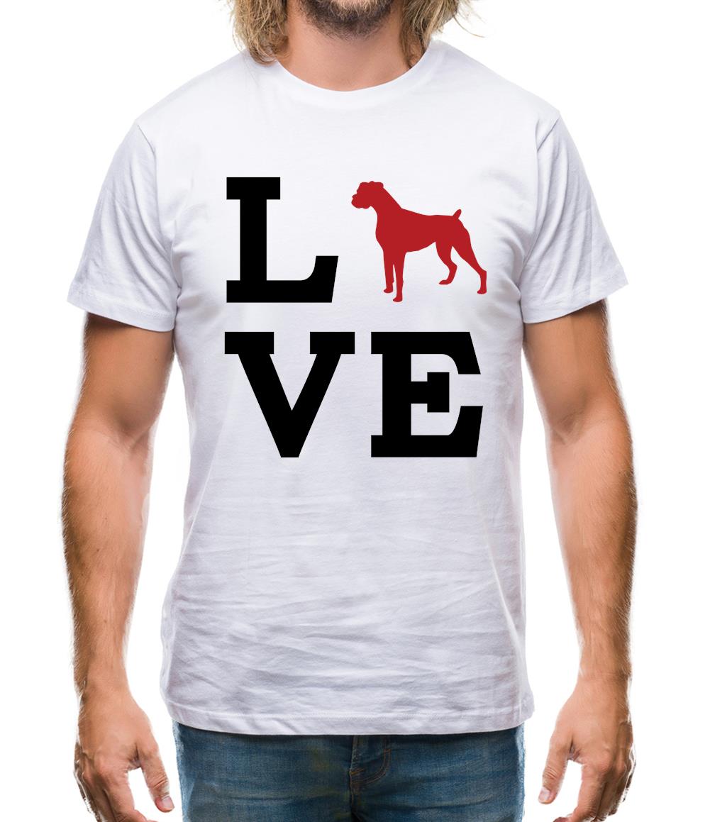 Love Boxer Dog Silhouette Mens T-Shirt
