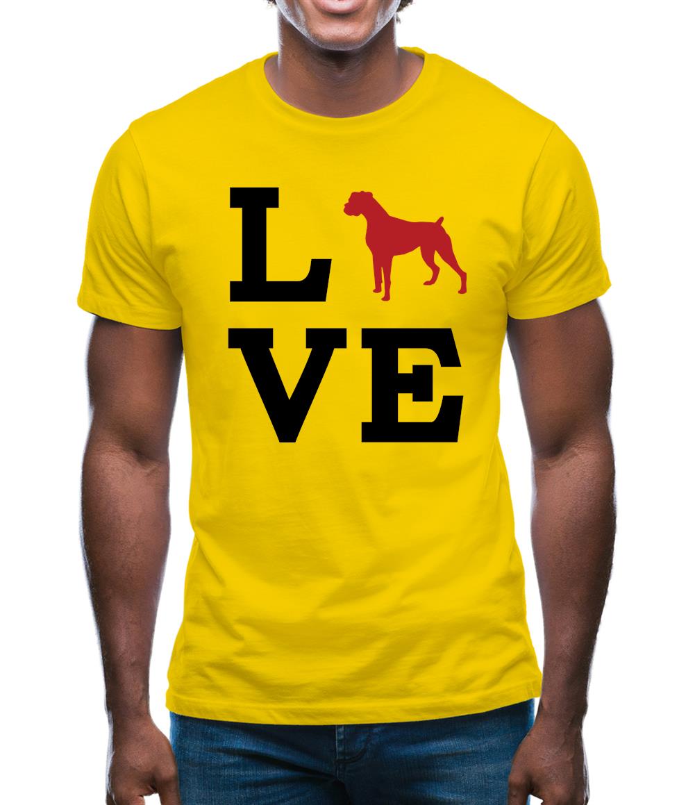 Love Boxer Dog Silhouette Mens T-Shirt